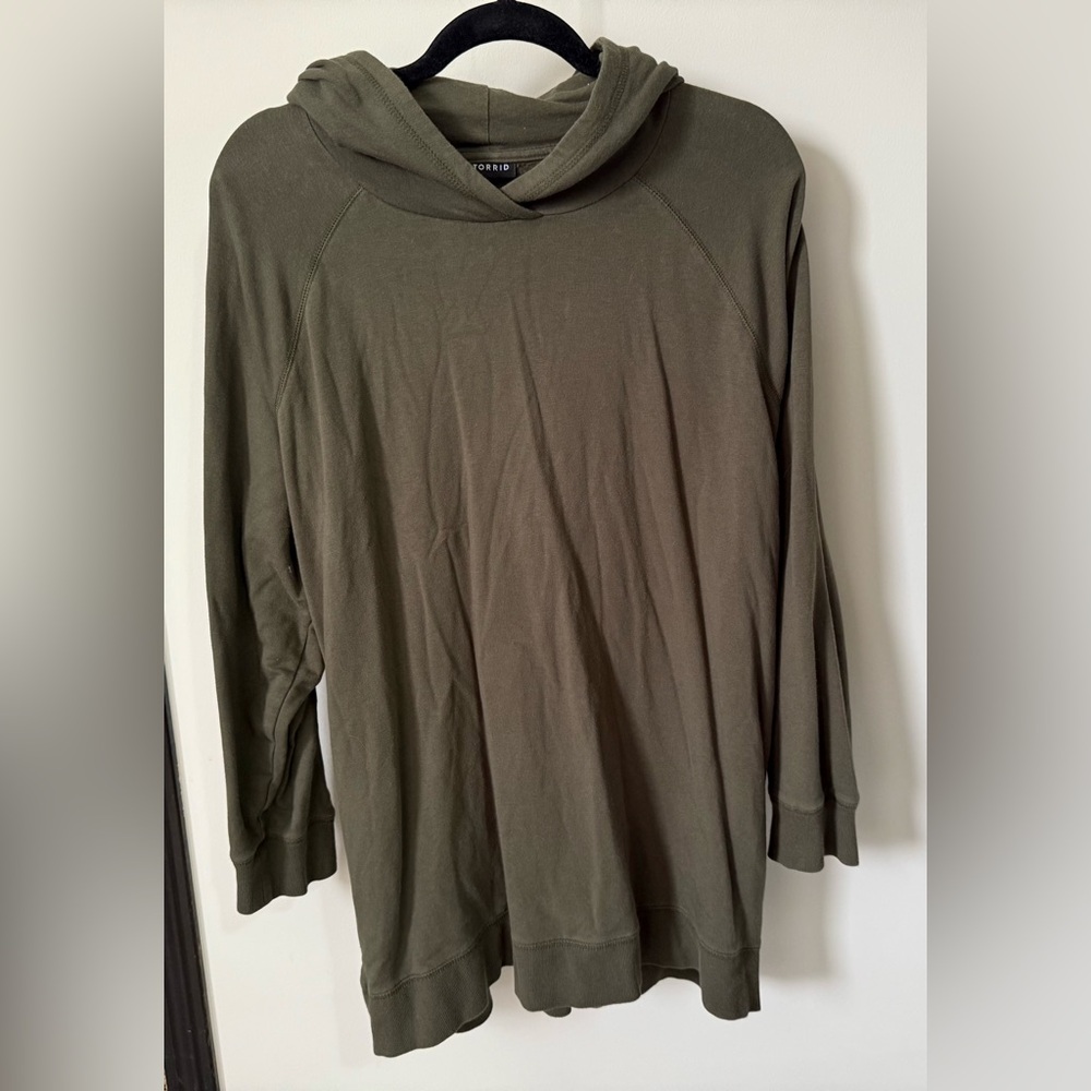 Torrid Olive Green Long Hoodie Lightweight Casual